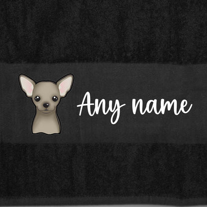 BLACK Any Pet Name And A Choice Of Dog Breed - Travel Towel