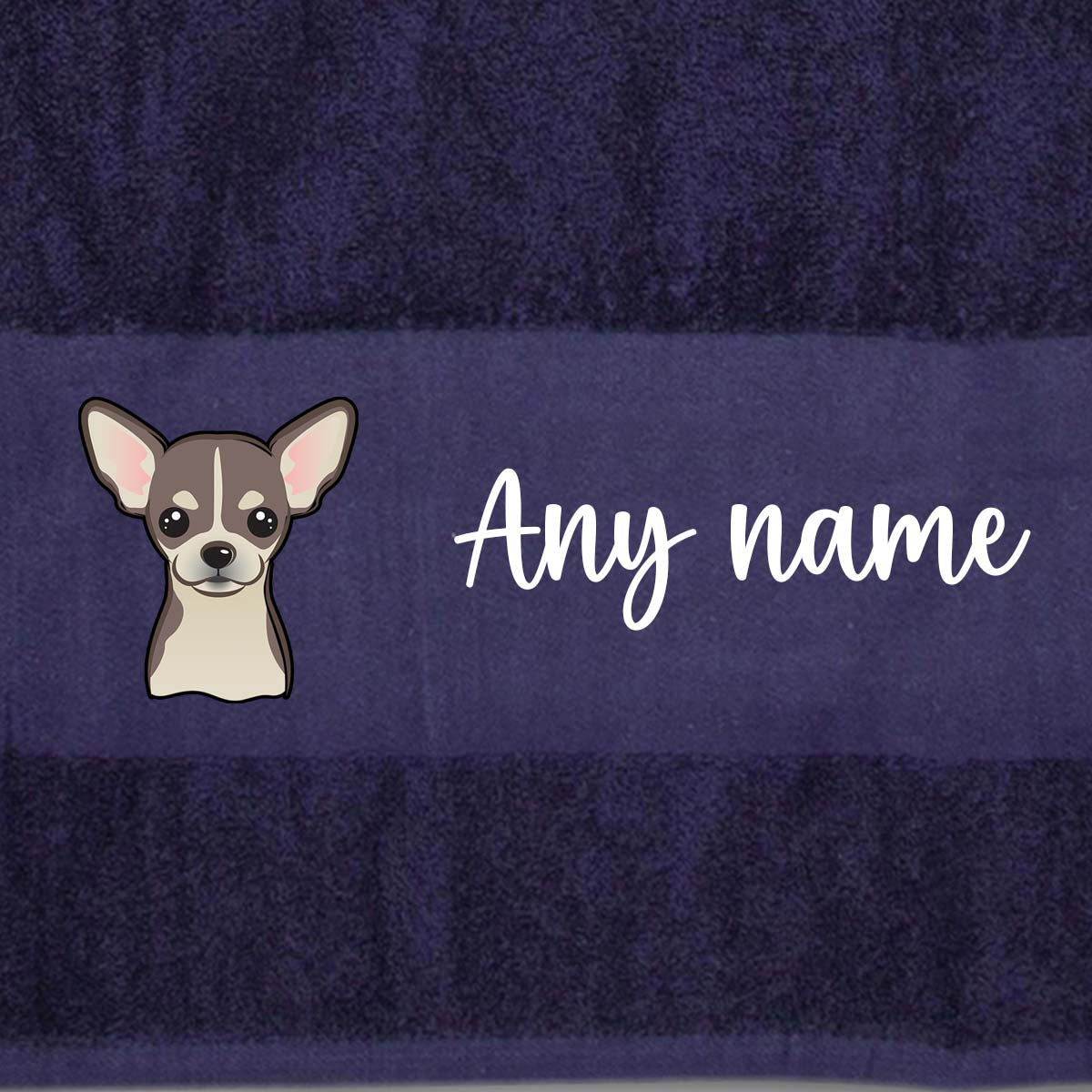 MIDNIGHT BLUE Any Pet Name And A Choice Of Dog Breed - Travel Towel