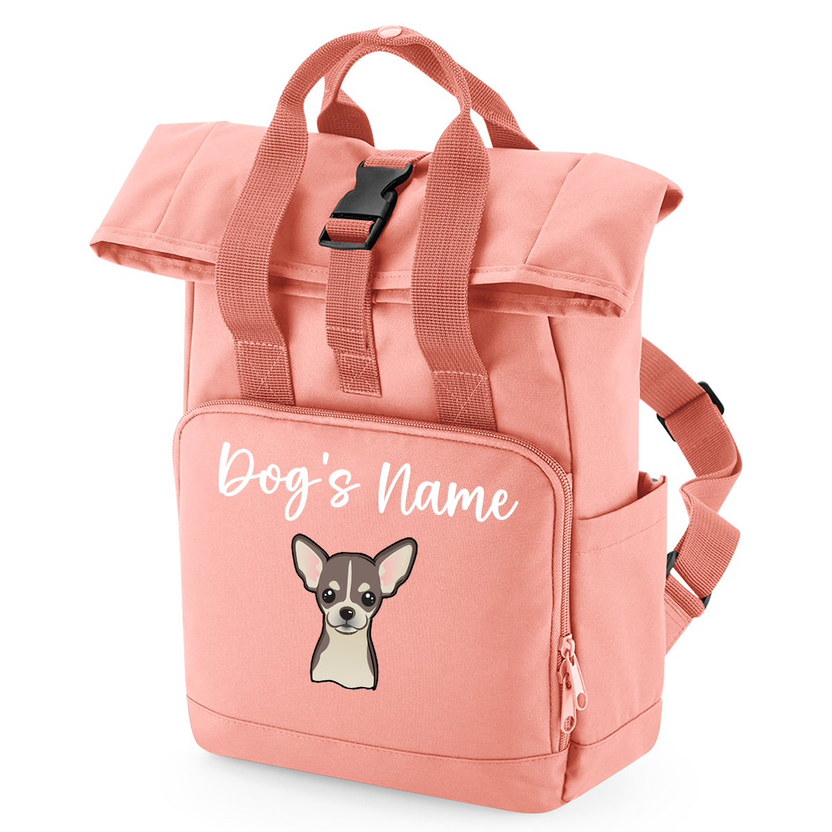 Overnighter Rucksack 14 Litres Peach Coral Any Breed Backpack With Custom Personalised Dog Name