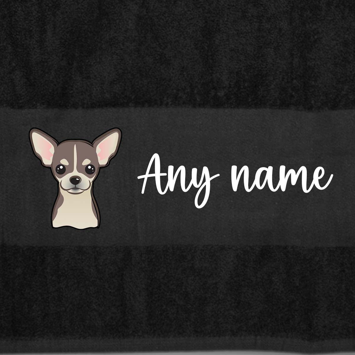 BLACK Any Pet Name And A Choice Of Dog Breed - Travel Towel