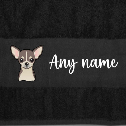 BLACK Any Pet Name And A Choice Of Dog Breed - Travel Towel