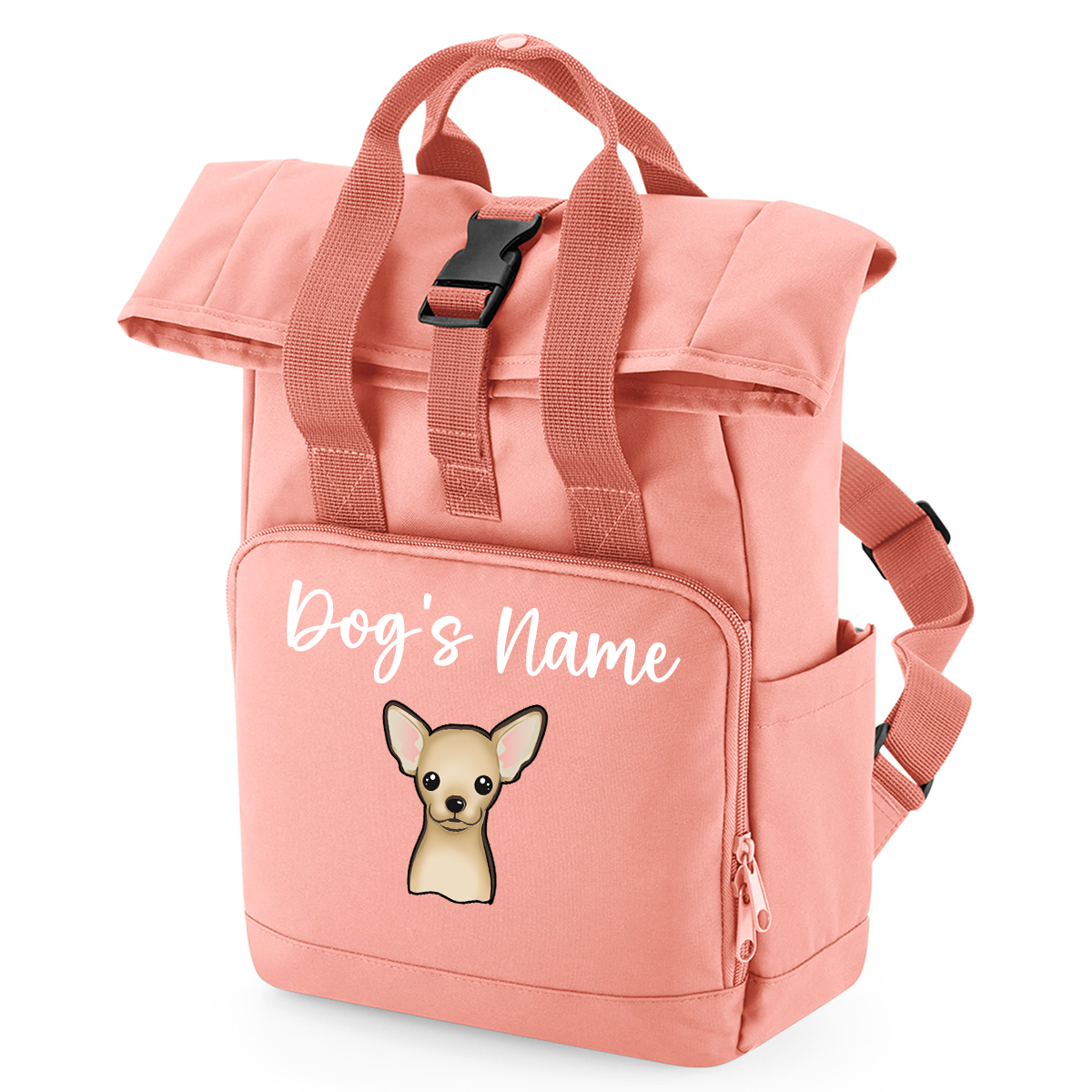 Overnighter Rucksack 14 Litres Peach Coral Any Breed Backpack With Custom Personalised Dog Name