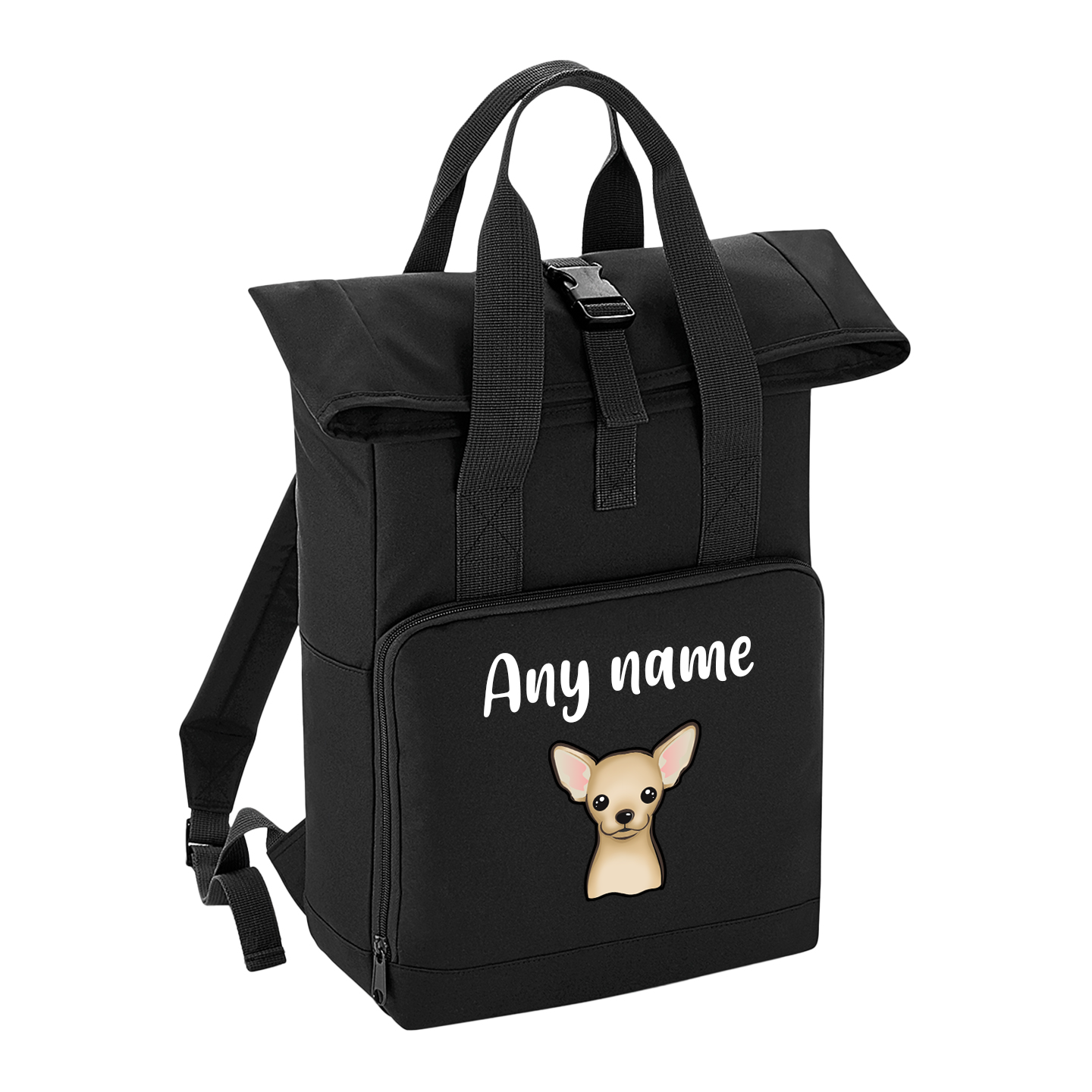 Overnighter Rucksack 14 Litres Black Any Breed Backpack With Custom Personalised Dog Name