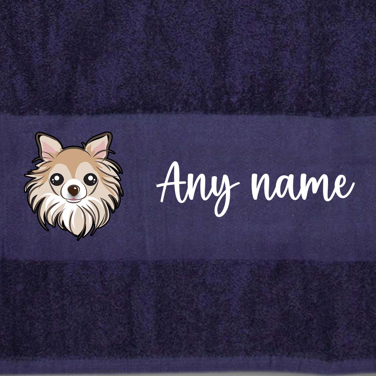 MIDNIGHT BLUE Any Pet Name And A Choice Of Dog Breed - Travel Towel