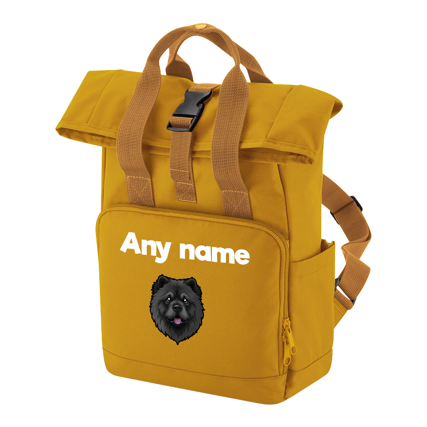 Overnighter Rucksack 14 Litres Mustard Gold Any Breed Backpack With Custom Personalised Dog Name