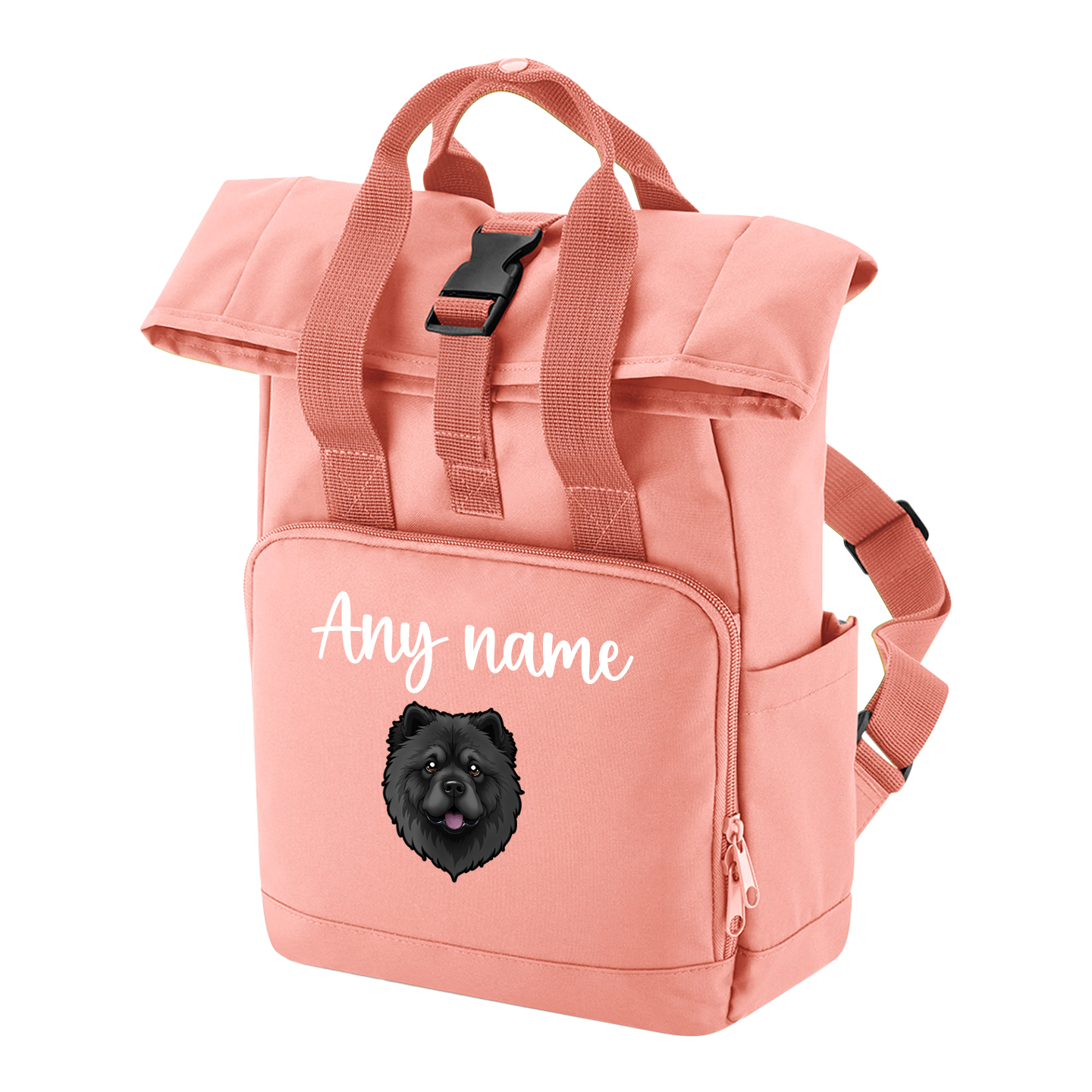 Travel Rucksack 9 Litres Peach Coral Any Breed Backpack With Custom Personalised Dog Name