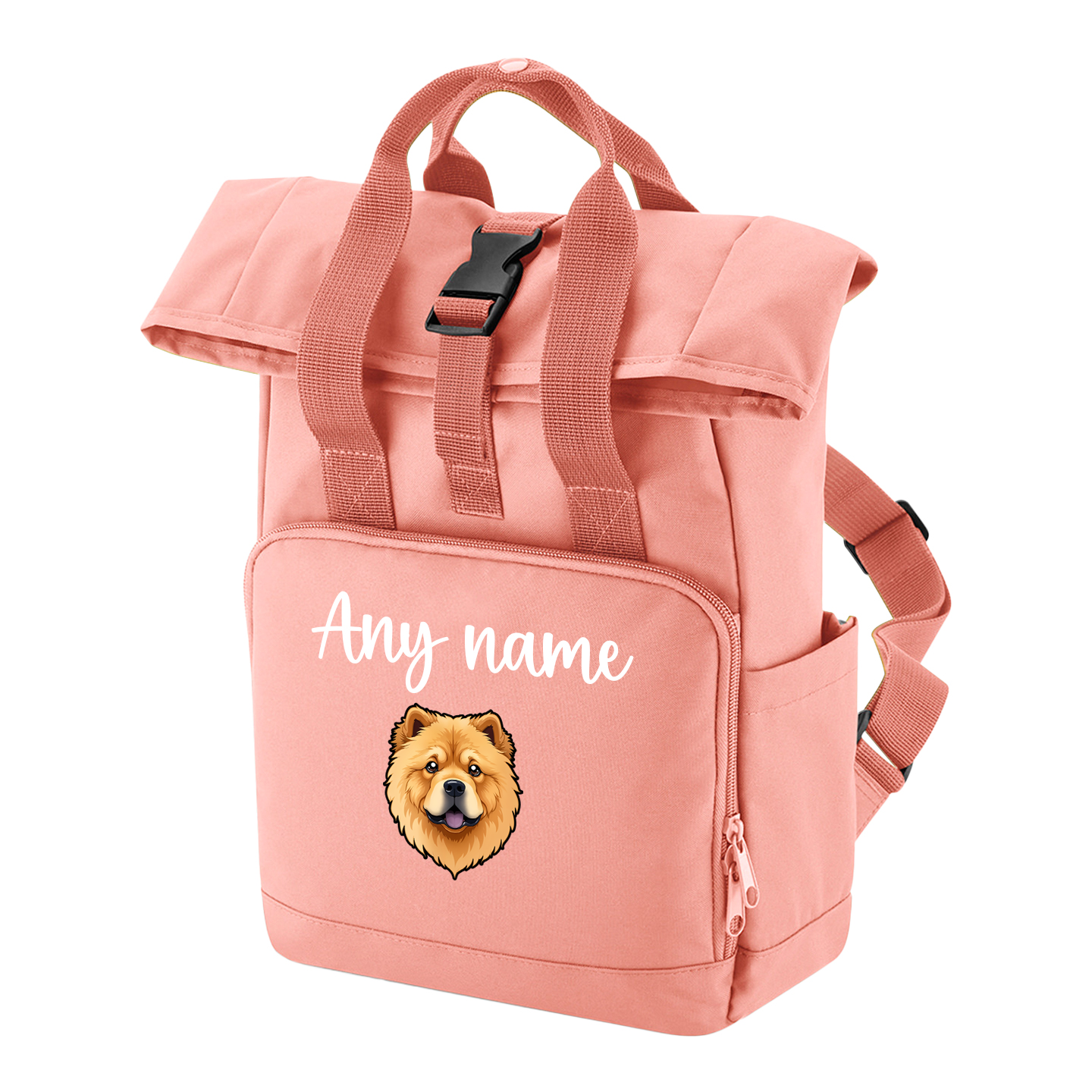 Travel Rucksack 9 Litres Peach Coral Any Breed Backpack With Custom Personalised Dog Name