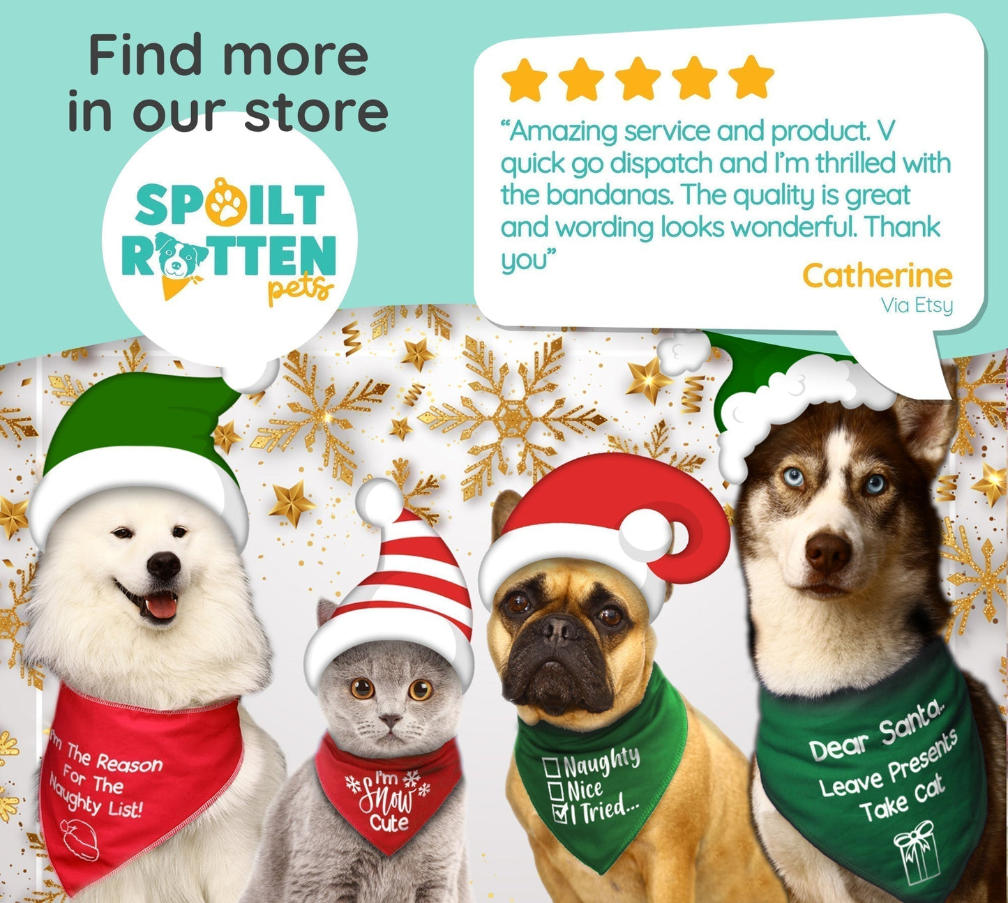 Springer Spaniel Design Santa's Little Helper Dog Bandana