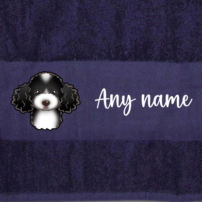 MIDNIGHT BLUE Any Pet Name And A Choice Of Dog Breed - Travel Towel