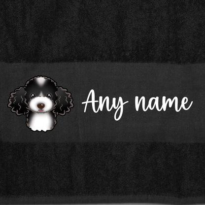 BLACK Any Pet Name And A Choice Of Dog Breed - Travel Towel