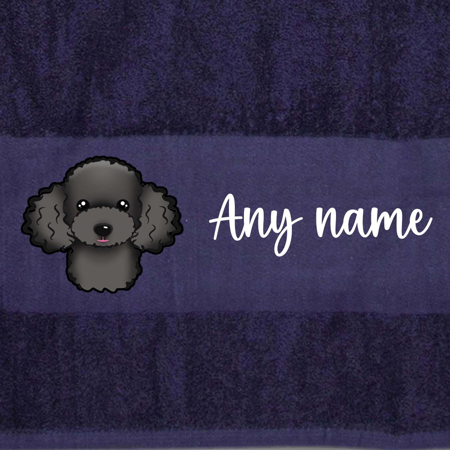 MIDNIGHT BLUE Any Pet Name And A Choice Of Dog Breed - Travel Towel