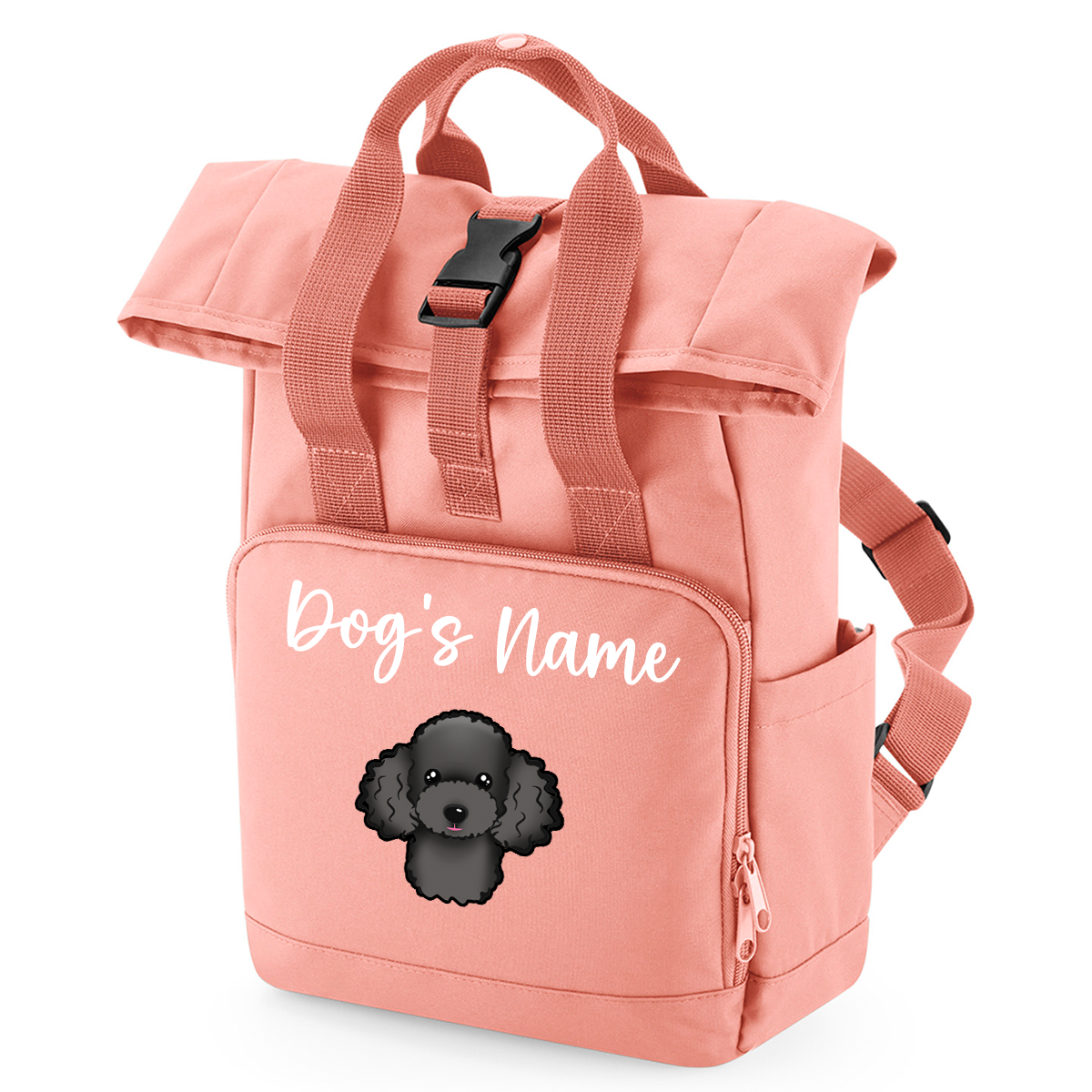 Travel Rucksack 9 Litres Peach Coral Any Breed Backpack With Custom Personalised Dog Name