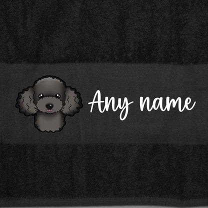 BLACK Any Pet Name And A Choice Of Dog Breed - Travel Towel