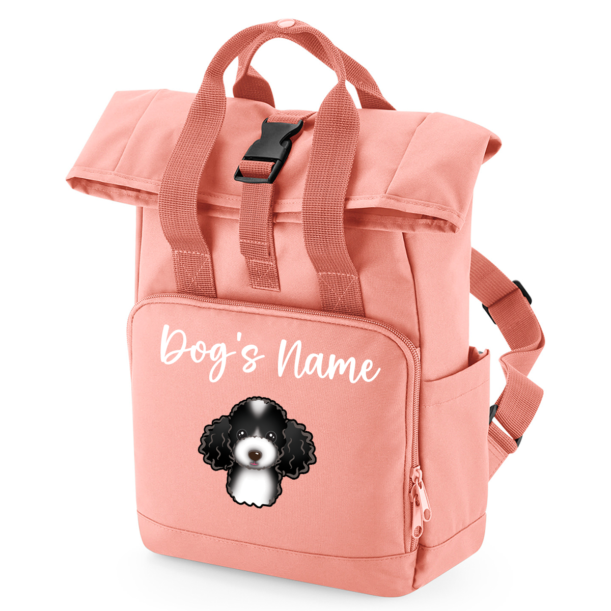 Travel Rucksack 9 Litres Peach Coral Any Breed Backpack With Custom Personalised Dog Name