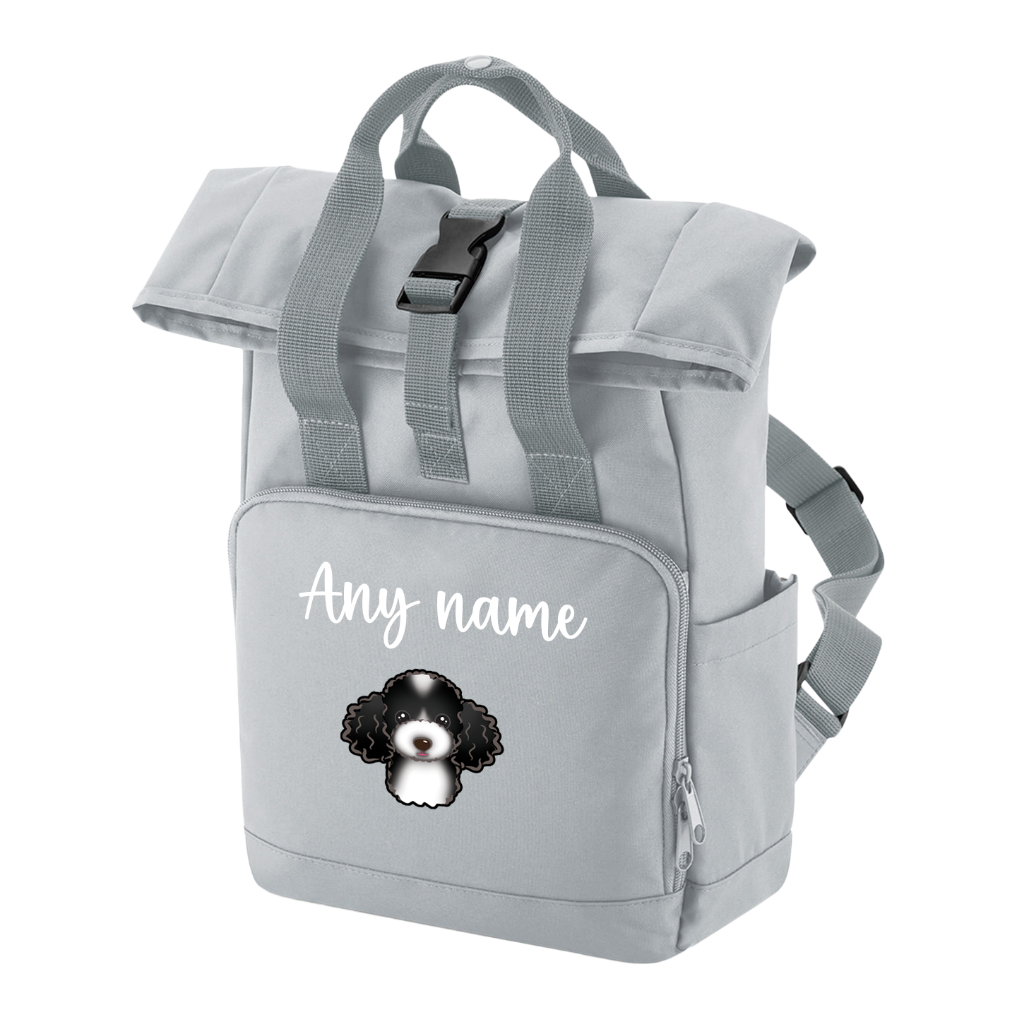 Overnighter Rucksack 14 Litres Grey Any Breed Backpack With Custom Personalised Dog Name