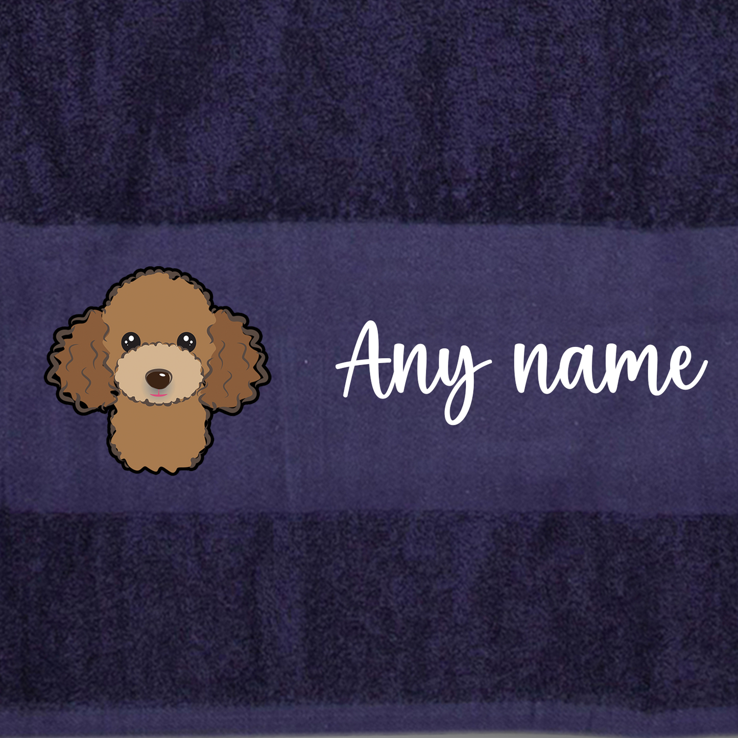 MIDNIGHT BLUE Any Pet Name And A Choice Of Dog Breed - Travel Towel