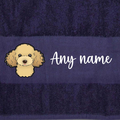 MIDNIGHT BLUE Any Pet Name And A Choice Of Dog Breed - Travel Towel