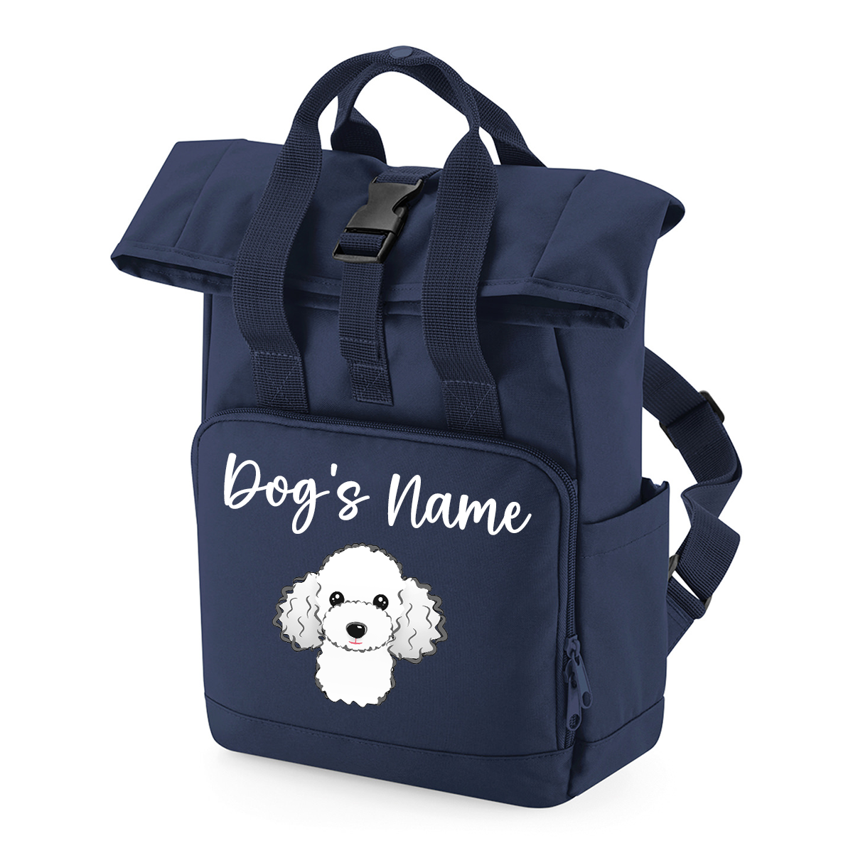 Travel Rucksack 9 Litres Navy Blue Any Breed Backpack With Custom Personalised Dog Name