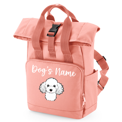 Travel Rucksack 9 Litres Peach Coral Any Breed Backpack With Custom Personalised Dog Name