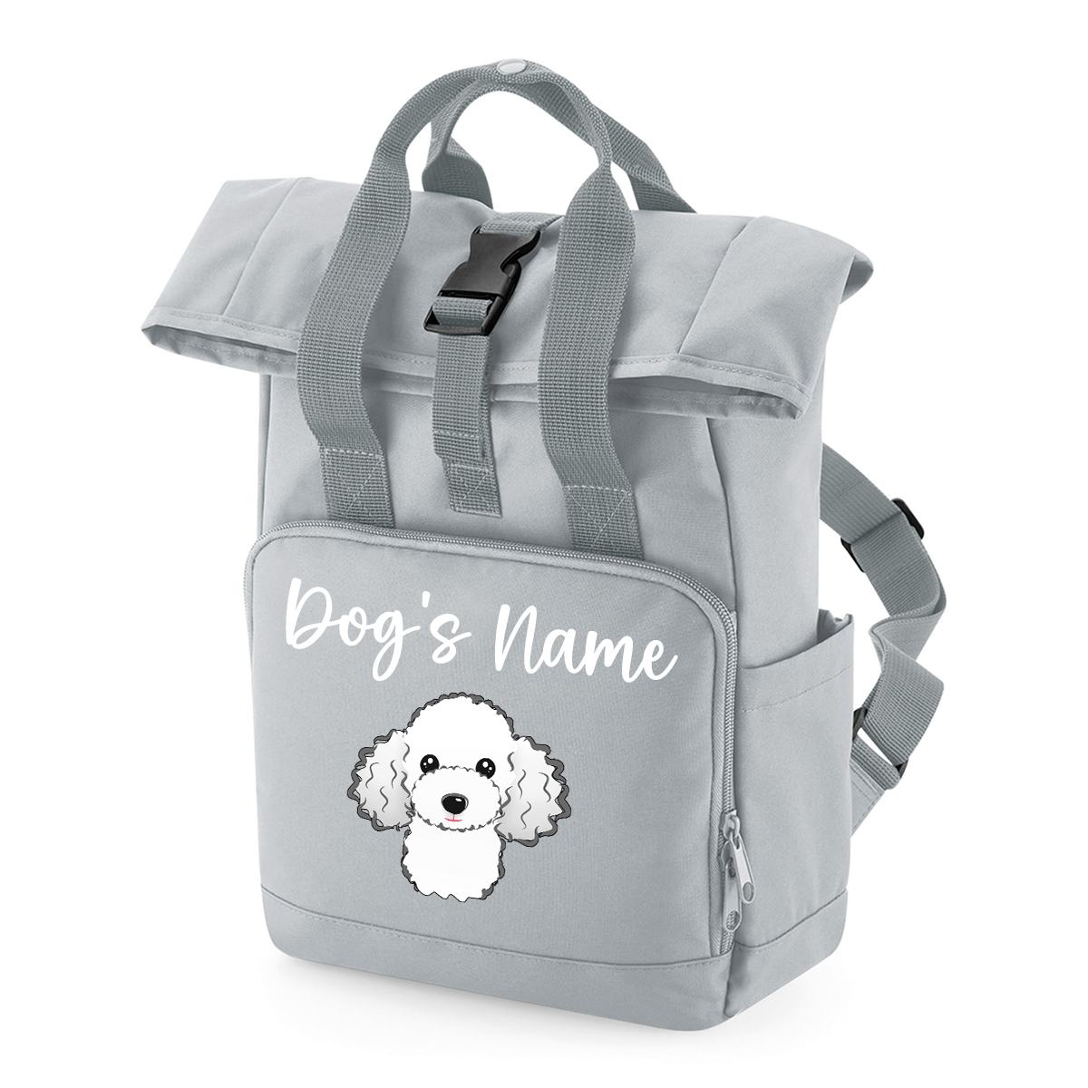 Travel Rucksack 9 Litres Grey Any Breed Backpack With Custom Personalised Dog Name