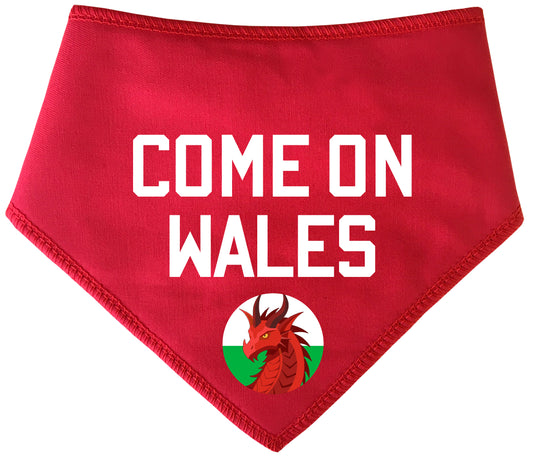 Come On Wales Dragon Badge Red Dog Bandana