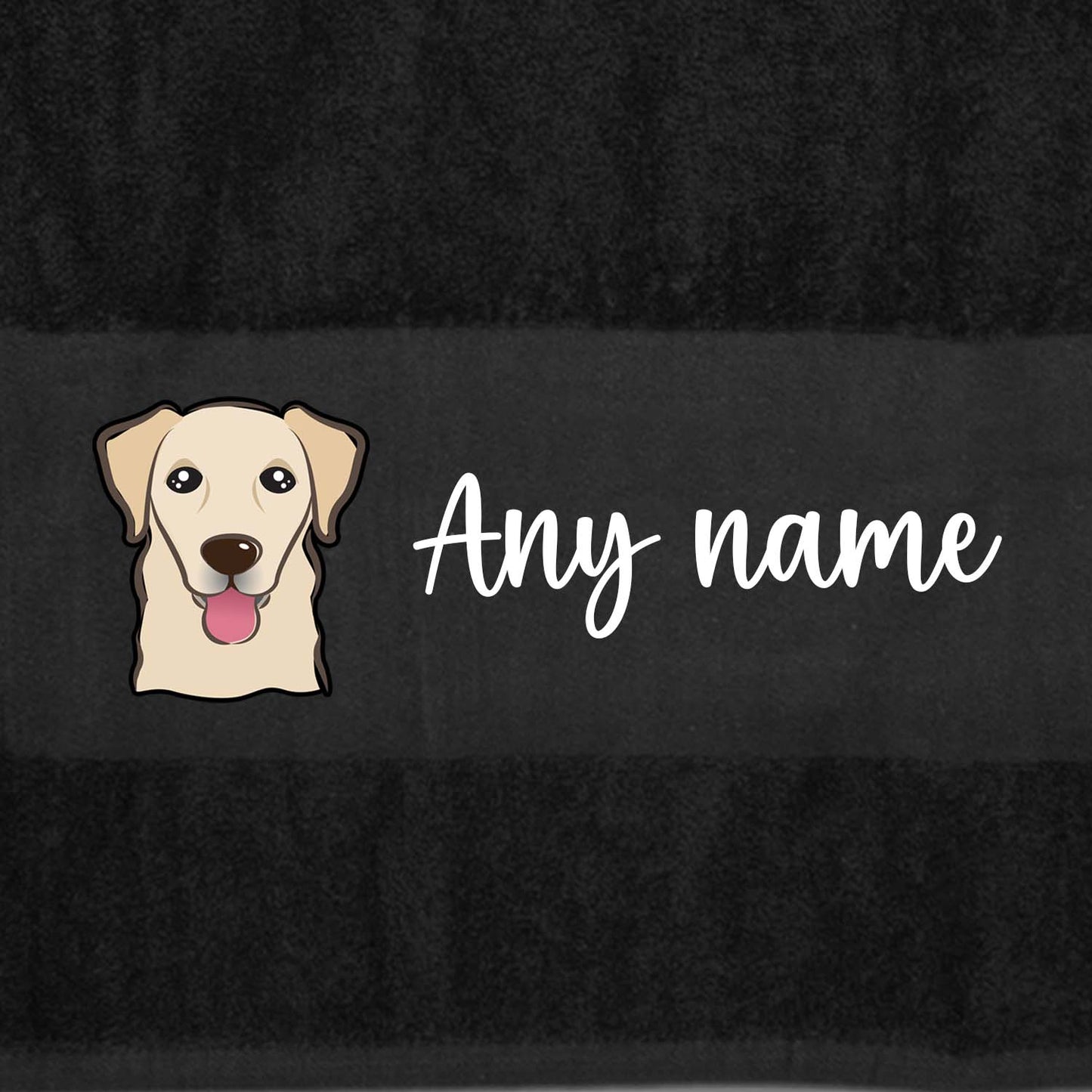 BLACK Any Pet Name And A Choice Of Dog Breed - Travel Towel