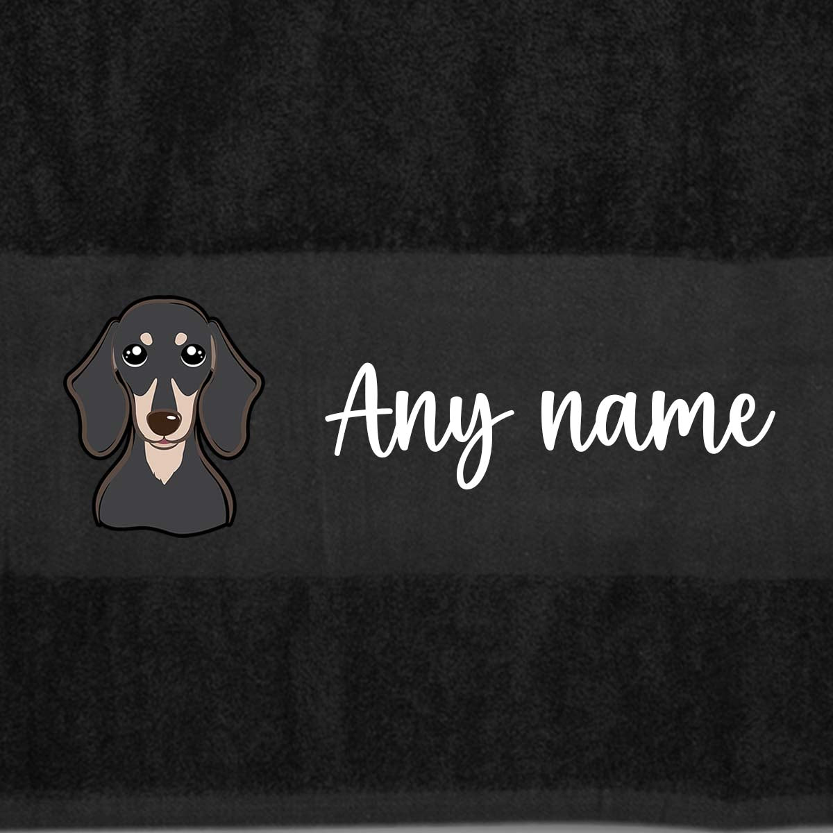 BLACK Any Pet Name And A Choice Of Dog Breed - Travel Towel