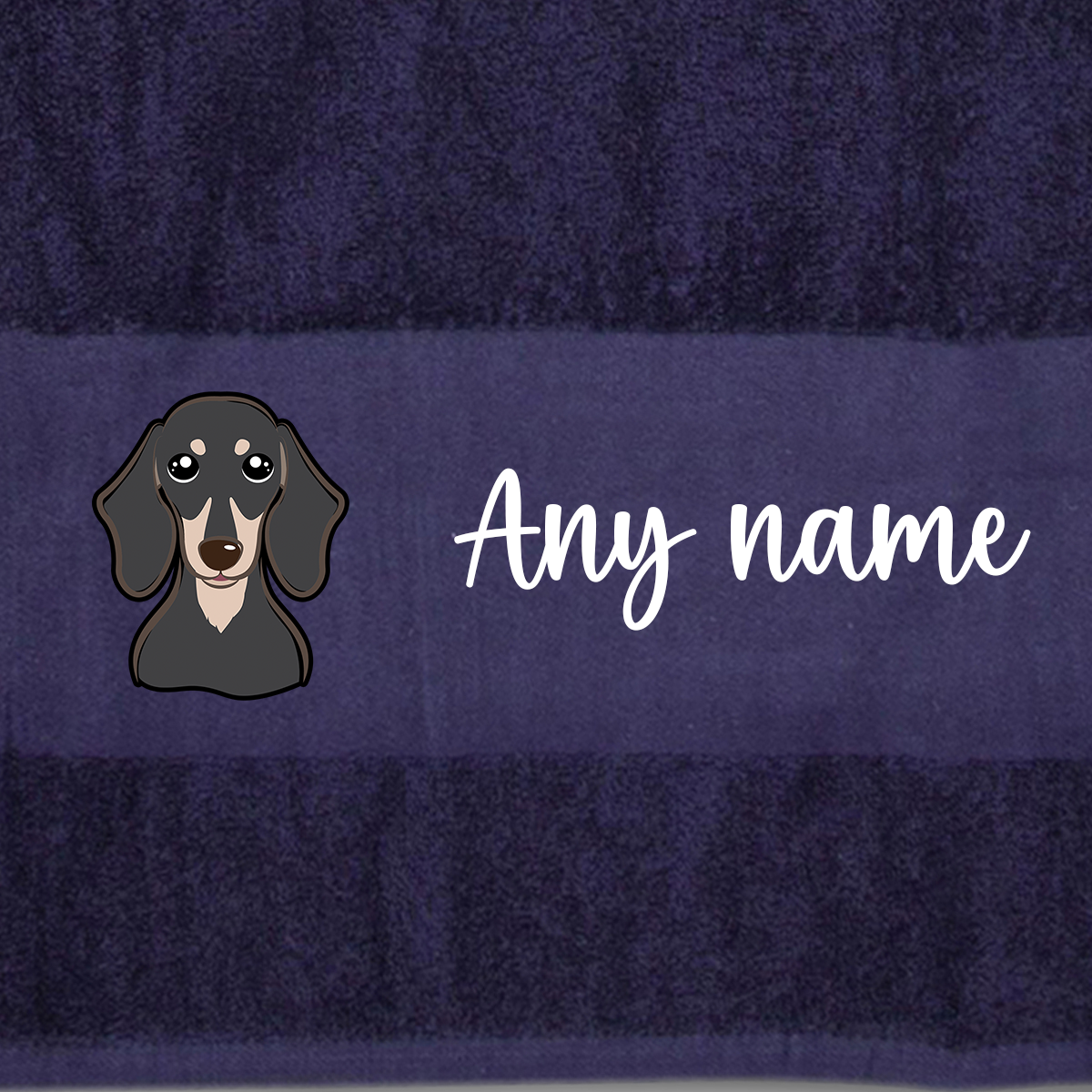 MIDNIGHT BLUE Any Pet Name And A Choice Of Dog Breed - Travel Towel