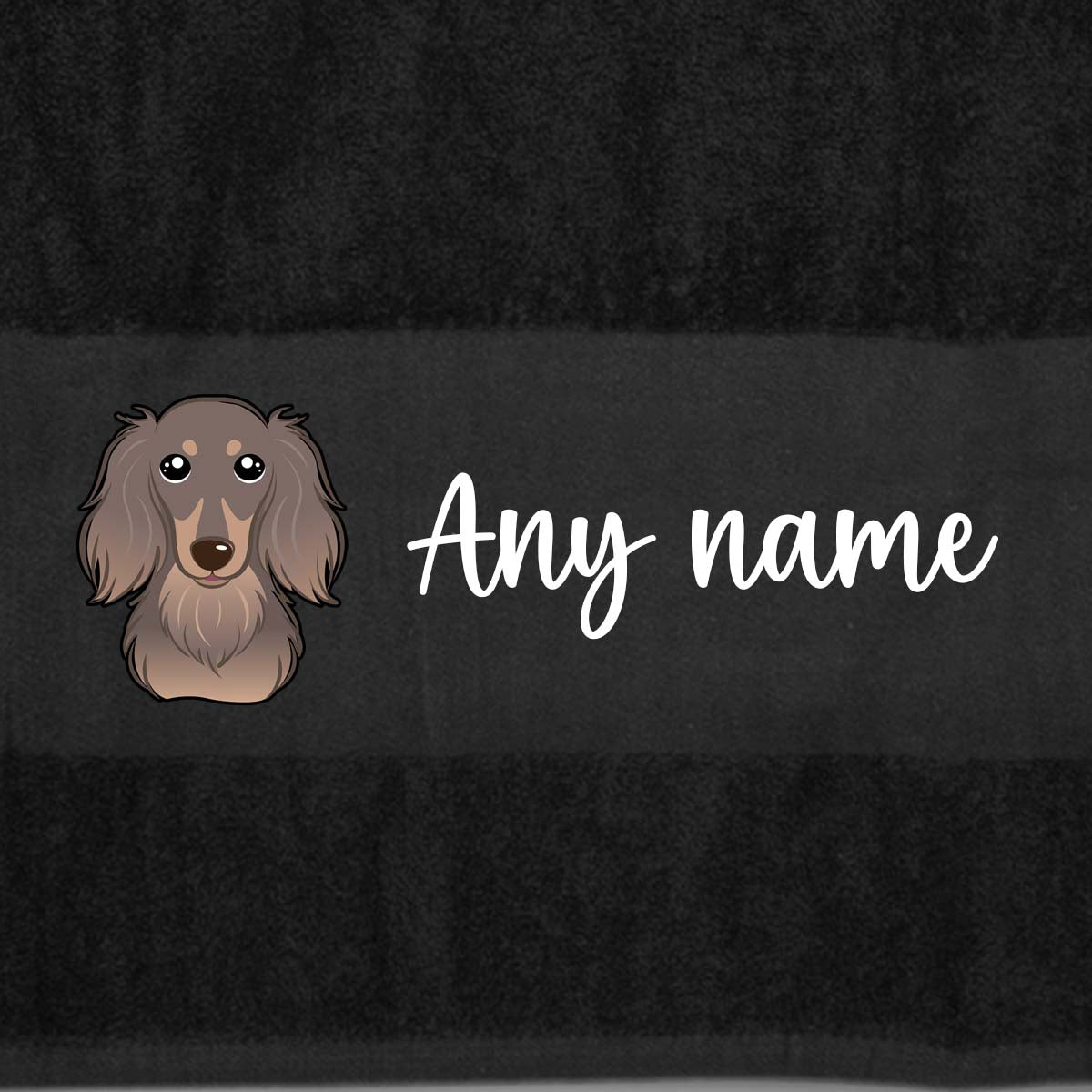 BLACK Any Pet Name And A Choice Of Dog Breed - Travel Towel