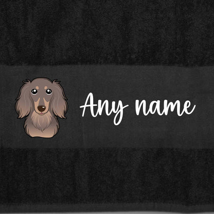 BLACK Any Pet Name And A Choice Of Dog Breed - Travel Towel