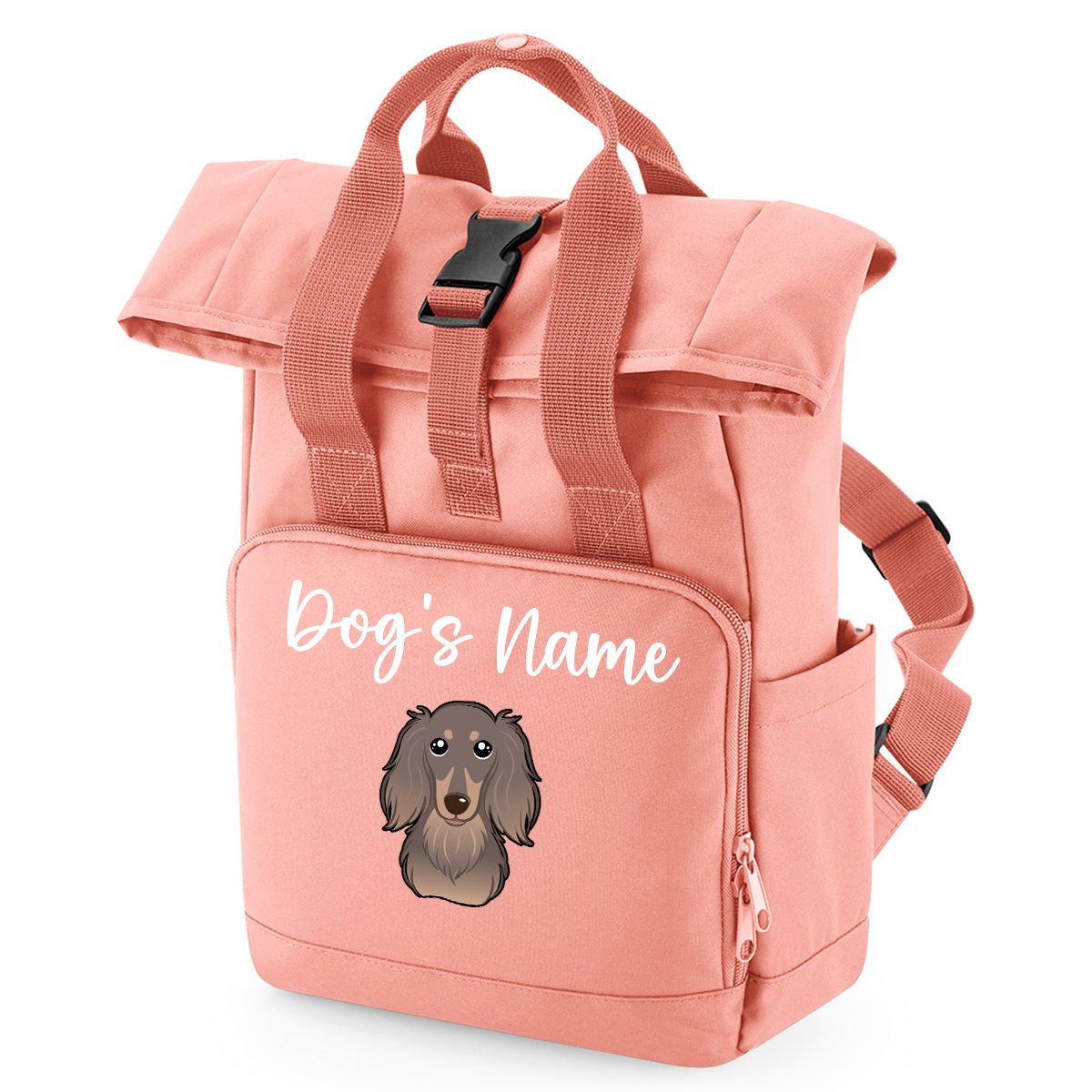 Travel Rucksack 9 Litres Peach Coral Any Breed Backpack With Custom Personalised Dog Name