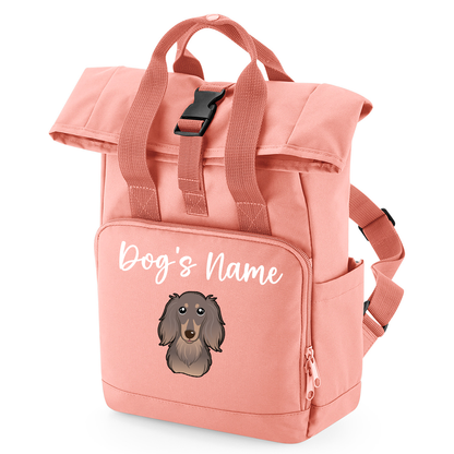 Overnighter Rucksack 14 Litres Peach Coral Any Breed Backpack With Custom Personalised Dog Name