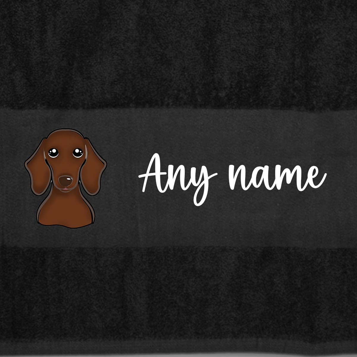 BLACK Any Pet Name And A Choice Of Dog Breed - Travel Towel