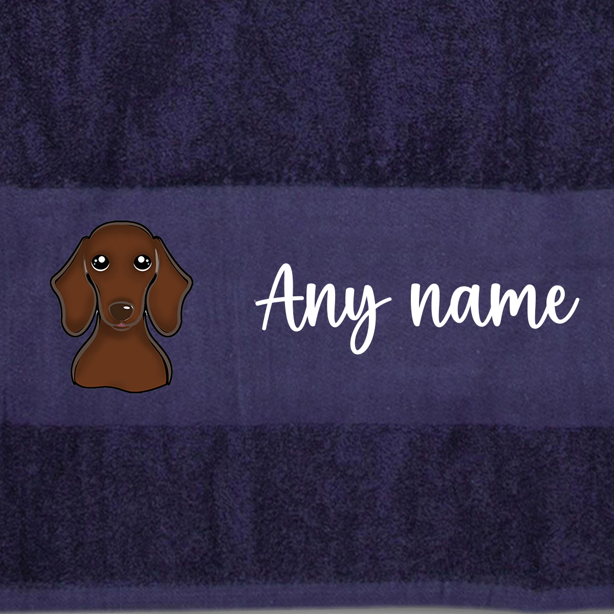 MIDNIGHT BLUE Any Pet Name And A Choice Of Dog Breed - Travel Towel