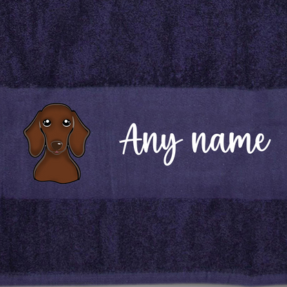 MIDNIGHT BLUE Any Pet Name And A Choice Of Dog Breed - Travel Towel