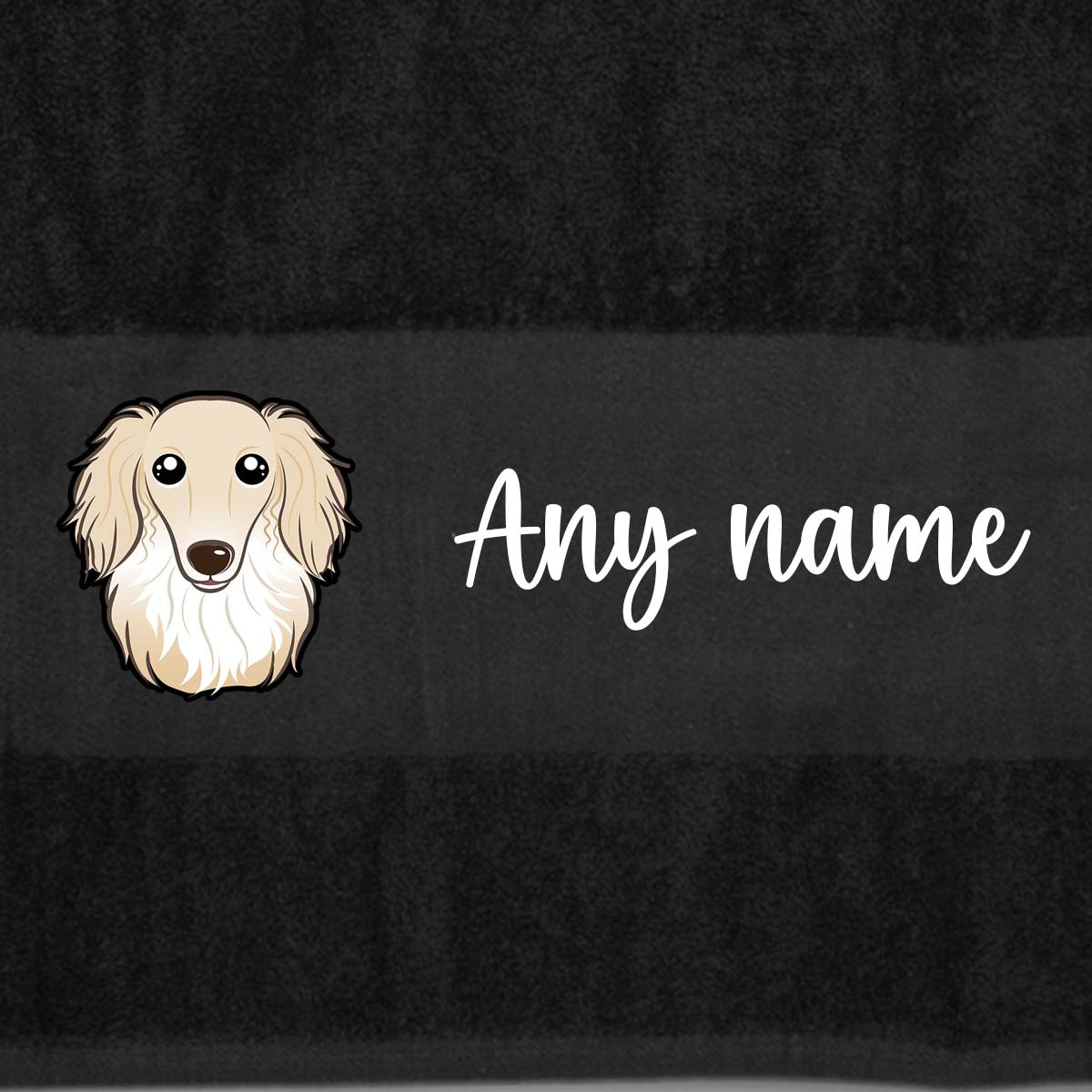 BLACK Any Pet Name And A Choice Of Dog Breed - Travel Towel