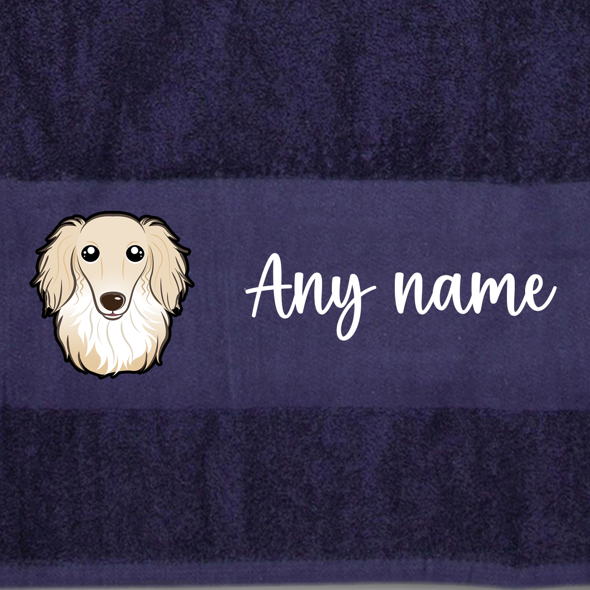 MIDNIGHT BLUE Any Pet Name And A Choice Of Dog Breed - Travel Towel