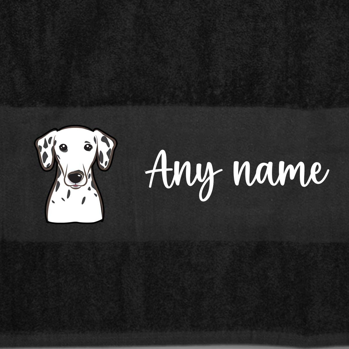 BLACK Any Pet Name And A Choice Of Dog Breed - Travel Towel