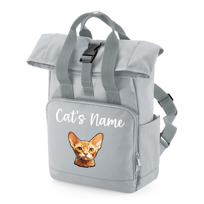 Grey Cat Breed with Personalised Name Backpack