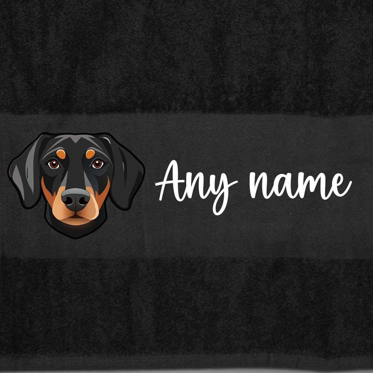 BLACK Any Pet Name And A Choice Of Dog Breed - Travel Towel