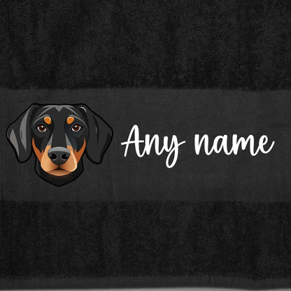 BLACK Any Pet Name And A Choice Of Dog Breed - Travel Towel