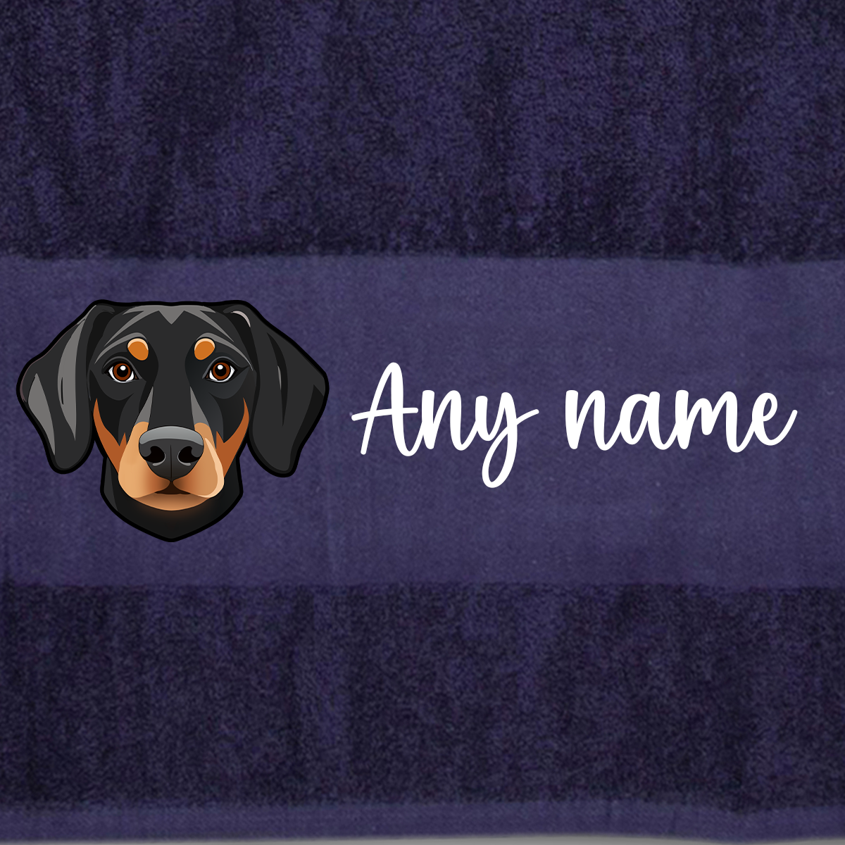 MIDNIGHT BLUE Any Pet Name And A Choice Of Dog Breed - Travel Towel