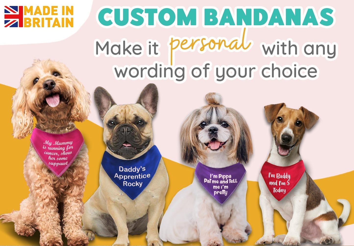 Purple Any Wording Dog Bandana With Font Choices