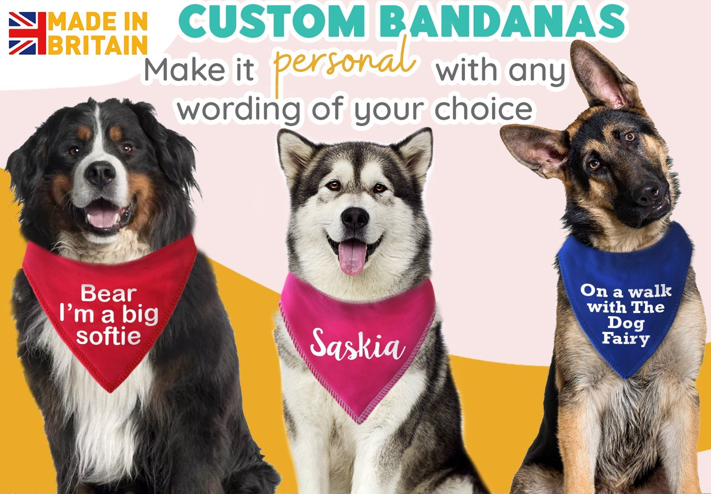 Purple Any Wording Dog Bandana With Font Choices