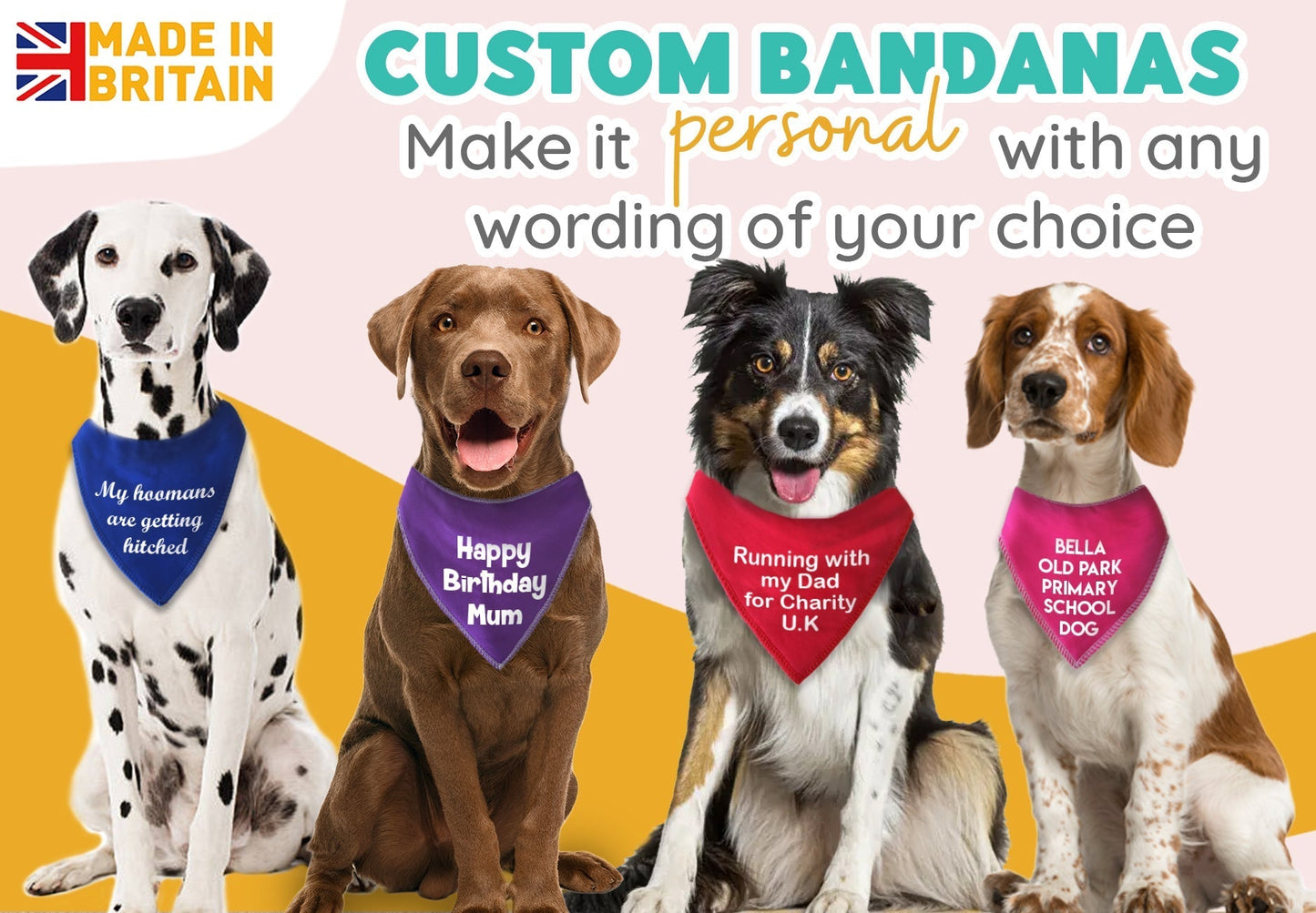 Purple Any Wording Dog Bandana With Font Choices