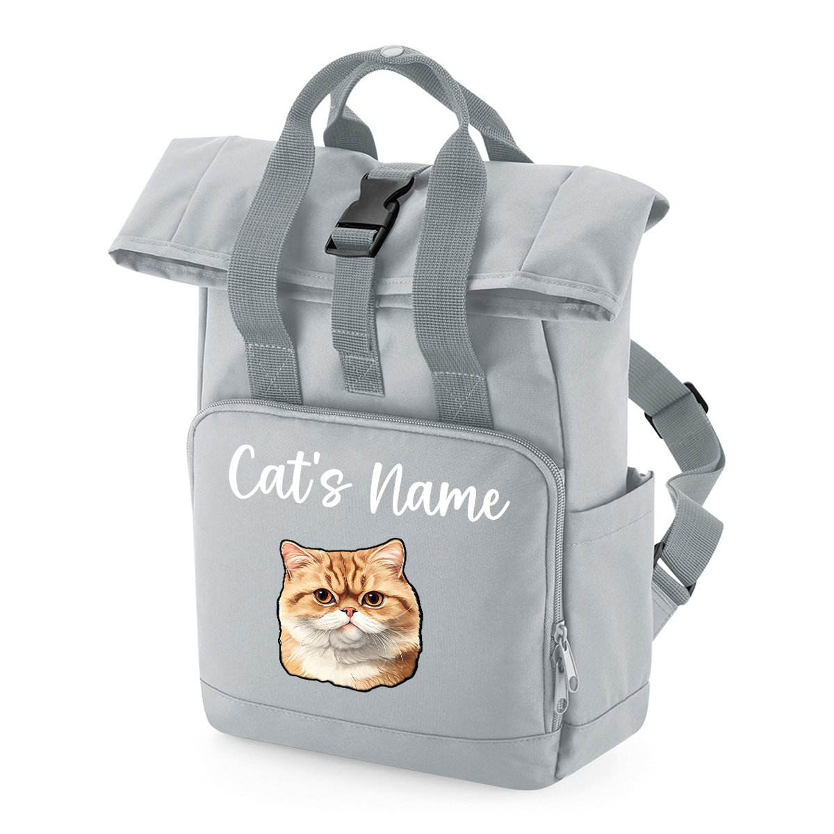 Grey Cat Breed with Personalised Name Backpack