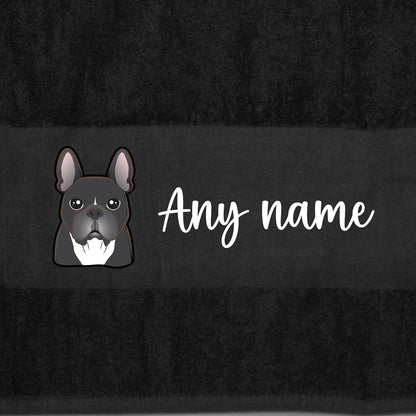 BLACK Any Pet Name And A Choice Of Dog Breed - Travel Towel