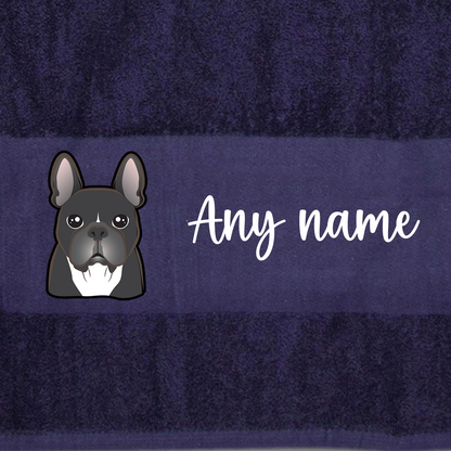 MIDNIGHT BLUE Any Pet Name And A Choice Of Dog Breed - Travel Towel