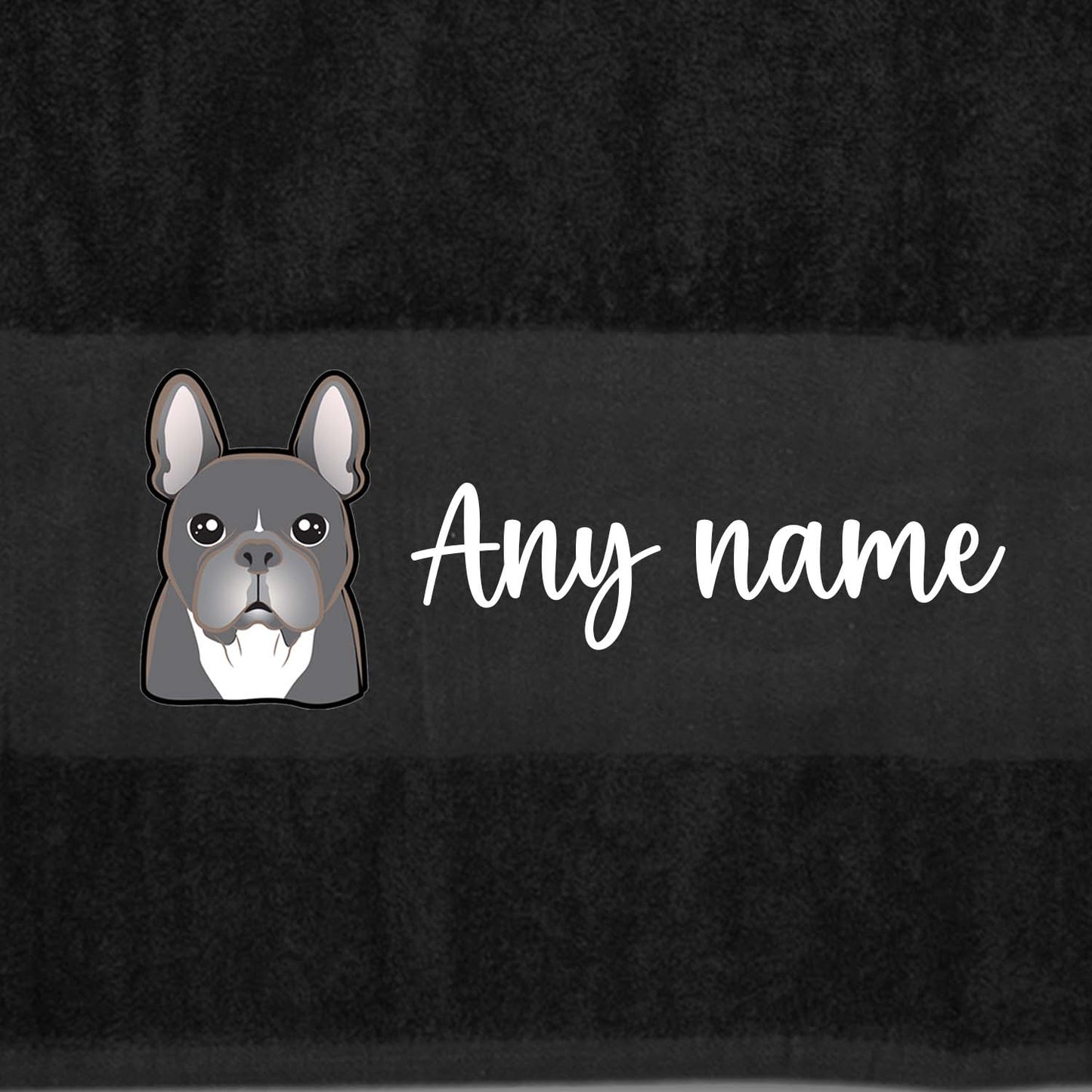 BLACK Any Pet Name And A Choice Of Dog Breed - Travel Towel