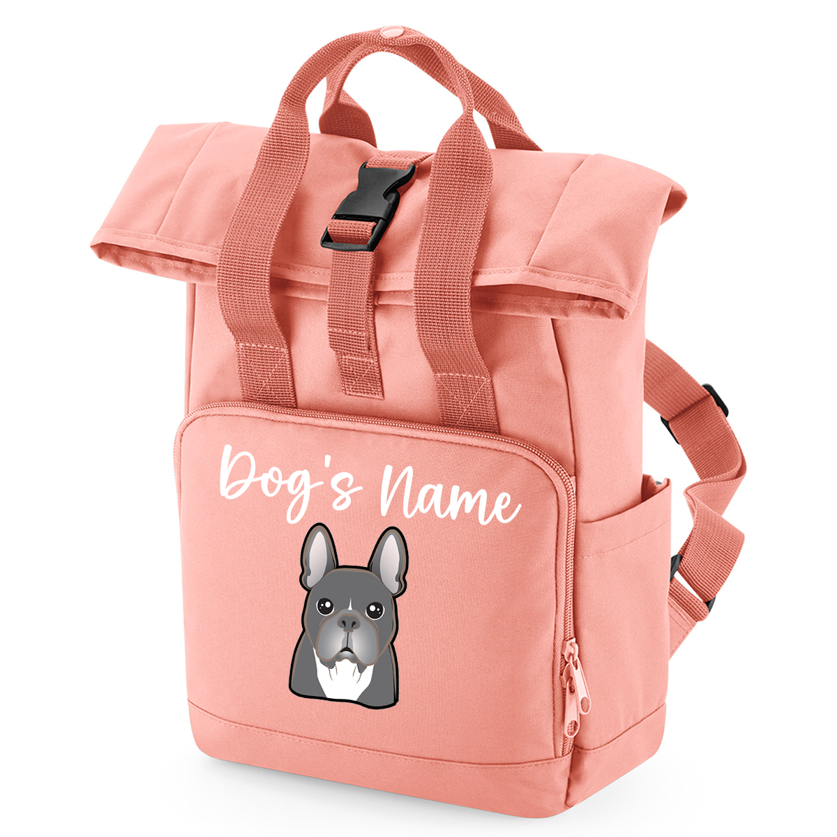 Travel Rucksack 9 Litres Peach Coral Any Breed Backpack With Custom Personalised Dog Name